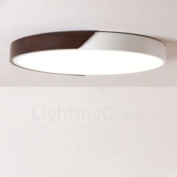 Designer Touch Decorative Retro Walnut Colour Wood Ultra Thin Round Dimmable Flush Mount Ceiling Lights with Acrylic Shade Also Can Be Used As Wall Light