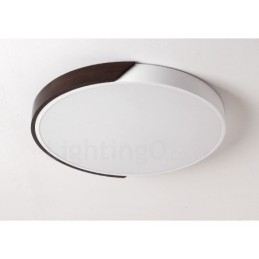 Designer Touch Decorative Retro Walnut Colour Wood Ultra Thin Round Dimmable Flush Mount Ceiling Lights with Acrylic Shade Also Can Be Used As Wall Light