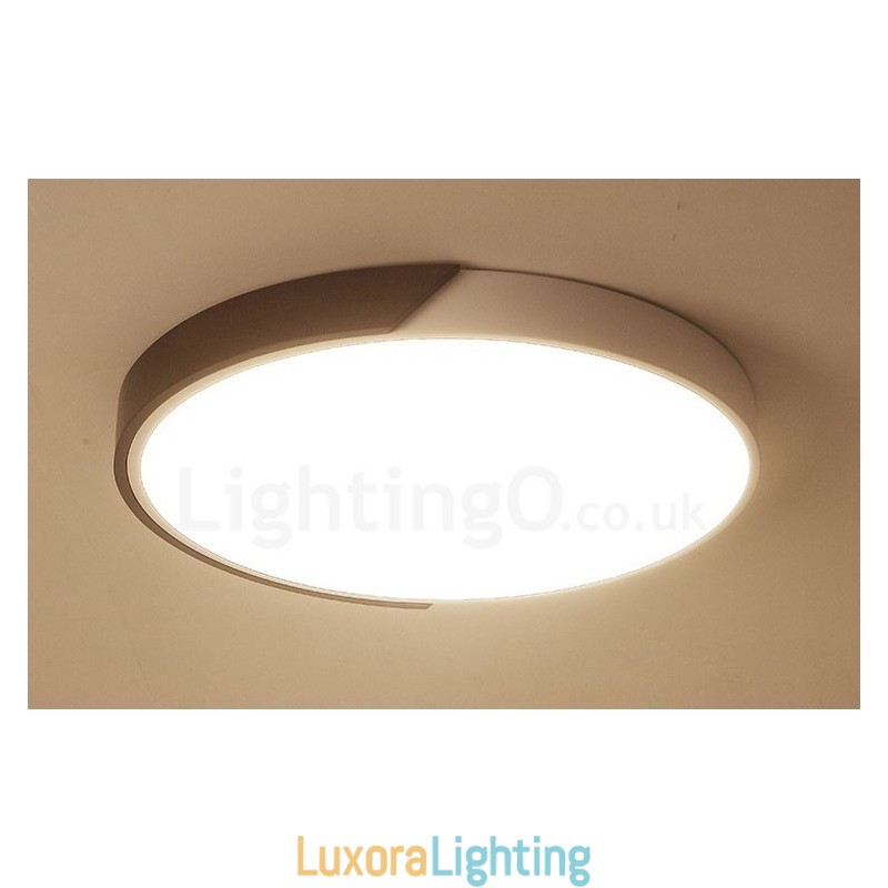 Designer Touch Decorative Retro Walnut Colour Wood Ultra Thin Round Dimmable Flush Mount Ceiling Lights with Acrylic Shade Also Can Be Used As Wall Light