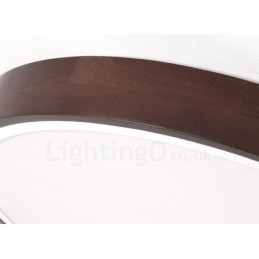 Designer Touch Decorative Retro Walnut Colour Wood Ultra Thin Round Dimmable Flush Mount Ceiling Lights with Acrylic Shade Also Can Be Used As Wall Light