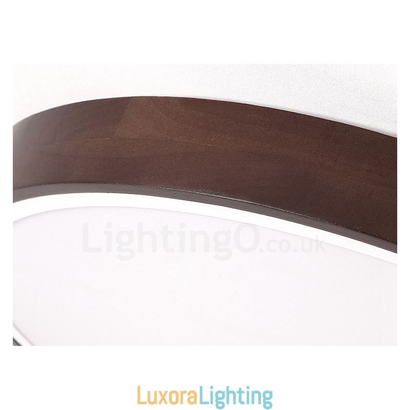 Designer Touch Decorative Retro Walnut Colour Wood Ultra Thin Round Dimmable Flush Mount Ceiling Lights with Acrylic Shade Also Can Be Used As Wall Light