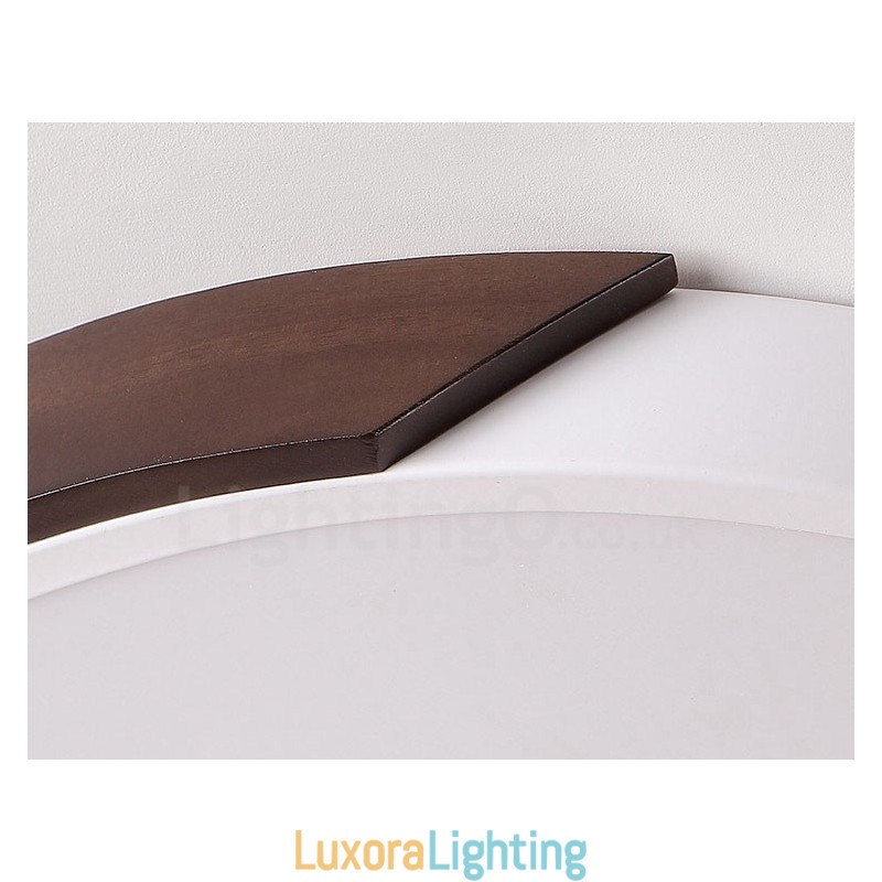 Designer Touch Decorative Retro Walnut Colour Wood Ultra Thin Round Dimmable Flush Mount Ceiling Lights with Acrylic Shade Also Can Be Used As Wall Light
