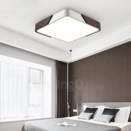 Designer Touch Decorative Retro Walnut Colour Wood Ultra Thin Square Dimmable Flush Mount Ceiling Lights with Acrylic Shade Also Can Be Used As Wall Light