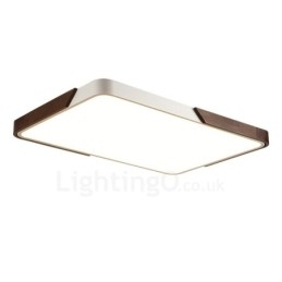Designer Touch Decorative Retro Walnut Colour Wood Ultra Thin Rectangle Dimmable Flush Mount Ceiling Lights with Acrylic Shade Also Can Be Used As Wall Light