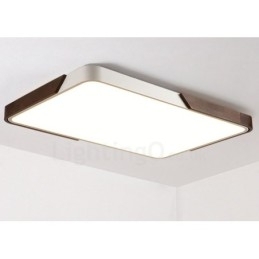 Designer Touch Decorative Retro Walnut Colour Wood Ultra Thin Rectangle Dimmable Flush Mount Ceiling Lights with Acrylic Shade Also Can Be Used As Wall Light