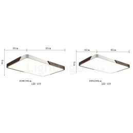 Designer Touch Decorative Retro Walnut Colour Wood Ultra Thin Rectangle Dimmable Flush Mount Ceiling Lights with Acrylic Shade Also Can Be Used As Wall Light
