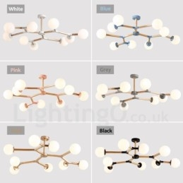 Designer Touch Decorative Wooden Nordic Modern Magic Bean Wood Molecular Chandelier with Glass Shades