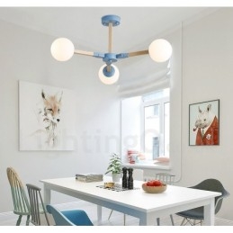 Designer Touch Decorative Wooden Nordic Modern Magic Bean Wood Molecular Chandelier with Glass Shades