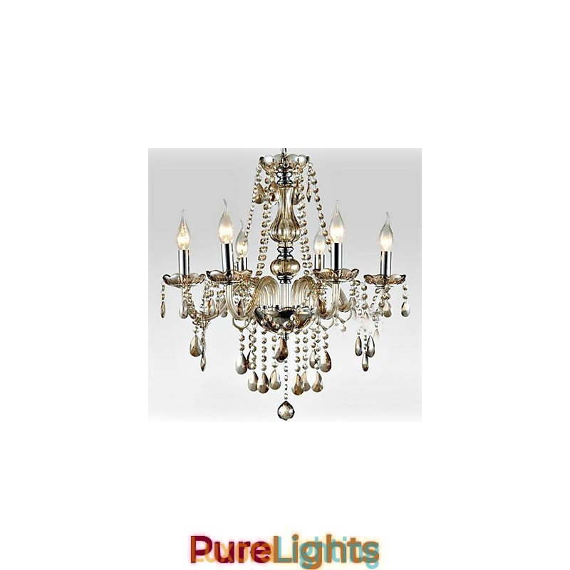 Designer Touch Decorative 6 light The style of palace Glass Chandelier With Candle Bulb