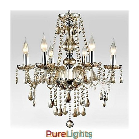 Designer Touch Decorative 6 light The style of palace Glass Chandelier With Candle Bulb