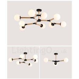 Designer Touch Decorative Wooden Nordic Modern Magic Bean Wood Molecular Chandelier with Glass Shades