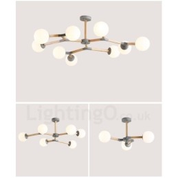 Designer Touch Decorative Wooden Nordic Modern Magic Bean Wood Molecular Chandelier with Glass Shades