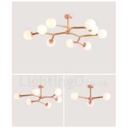 Designer Touch Decorative Wooden Nordic Modern Magic Bean Wood Molecular Chandelier with Glass Shades