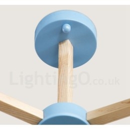 Designer Touch Decorative Wooden Nordic Modern Magic Bean Wood Molecular Chandelier with Glass Shades