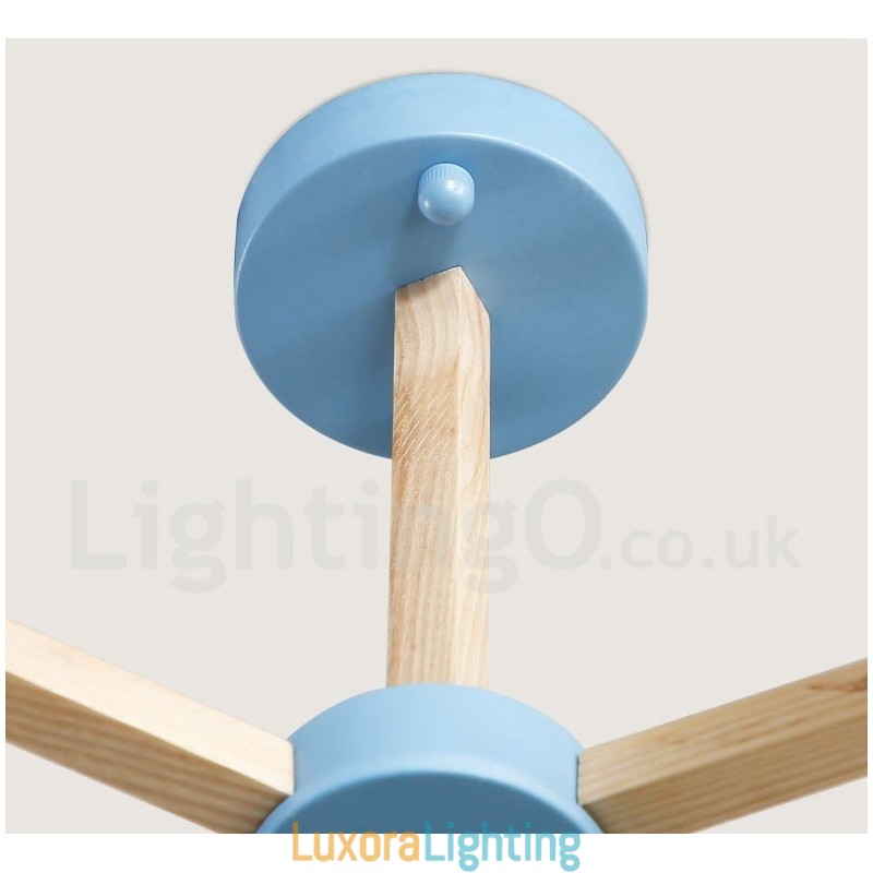 Designer Touch Decorative Wooden Nordic Modern Magic Bean Wood Molecular Chandelier with Glass Shades