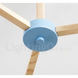 Designer Touch Decorative Wooden Nordic Modern Magic Bean Wood Molecular Chandelier with Glass Shades