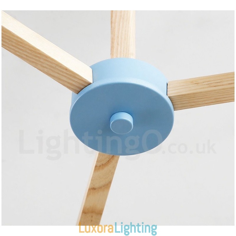 Designer Touch Decorative Wooden Nordic Modern Magic Bean Wood Molecular Chandelier with Glass Shades