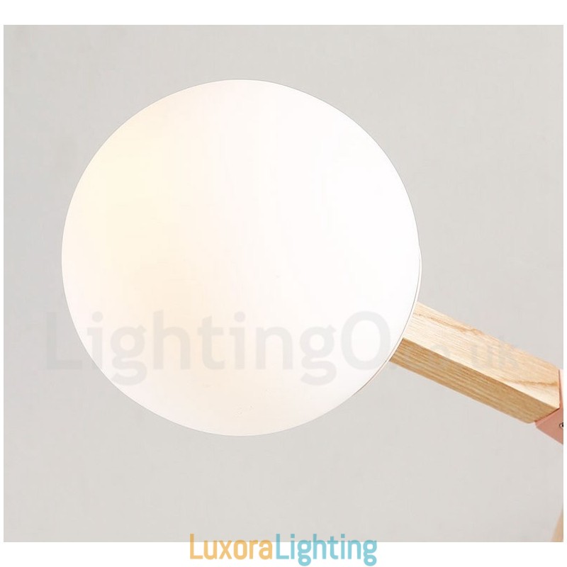 Designer Touch Decorative Wooden Nordic Modern Magic Bean Wood Molecular Chandelier with Glass Shades