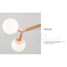 Designer Touch Decorative Wooden Nordic Modern Magic Bean Wood Molecular Chandelier with Glass Shades