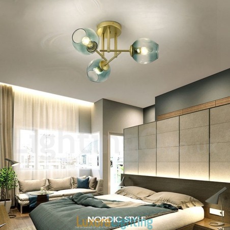 Designer Touch Decorative 3 Light Rustic Lodge Stainless Steel Chandelier with Clear or Blue Glass Shades