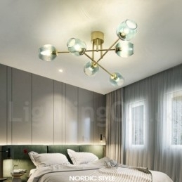 Designer Touch Decorative 6 Light Rustic Lodge Stainless Steel Chandelier with Clear or Blue Glass Shades