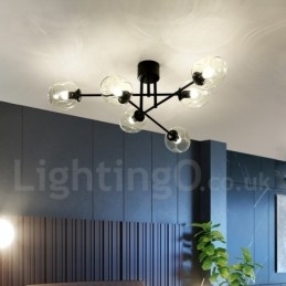 Designer Touch Decorative 6 Light Rustic Lodge Stainless Steel Chandelier with Clear or Blue Glass Shades