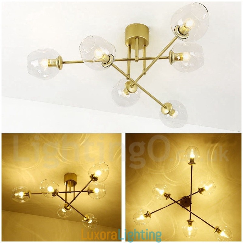 Designer Touch Decorative 6 Light Rustic Lodge Stainless Steel Chandelier with Clear or Blue Glass Shades