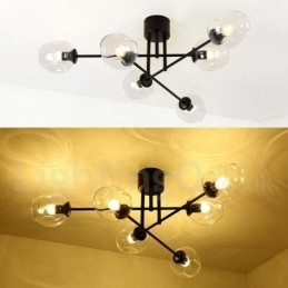 Designer Touch Decorative 6 Light Rustic Lodge Stainless Steel Chandelier with Clear or Blue Glass Shades