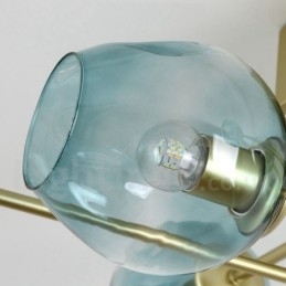 Designer Touch Decorative 6 Light Rustic Lodge Stainless Steel Chandelier with Clear or Blue Glass Shades