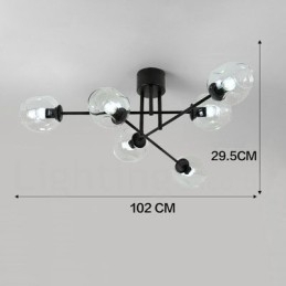 Designer Touch Decorative 6 Light Rustic Lodge Stainless Steel Chandelier with Clear or Blue Glass Shades