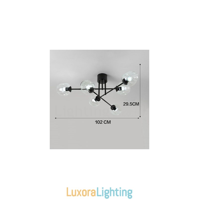 Designer Touch Decorative 6 Light Rustic Lodge Stainless Steel Chandelier with Clear or Blue Glass Shades