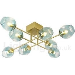 Designer Touch Decorative 8 Light Rustic Lodge Stainless Steel Chandelier with Clear or Blue Glass Shades