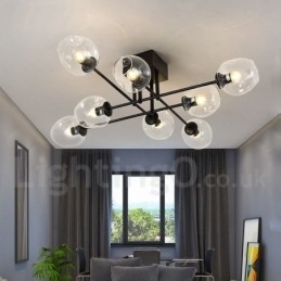 Designer Touch Decorative 8 Light Rustic Lodge Stainless Steel Chandelier with Clear or Blue Glass Shades