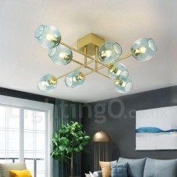 Designer Touch Decorative 8 Light Rustic Lodge Stainless Steel Chandelier with Clear or Blue Glass Shades