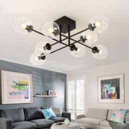 Designer Touch Decorative 8 Light Rustic Lodge Stainless Steel Chandelier with Clear or Blue Glass Shades