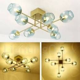 Designer Touch Decorative 8 Light Rustic Lodge Stainless Steel Chandelier with Clear or Blue Glass Shades