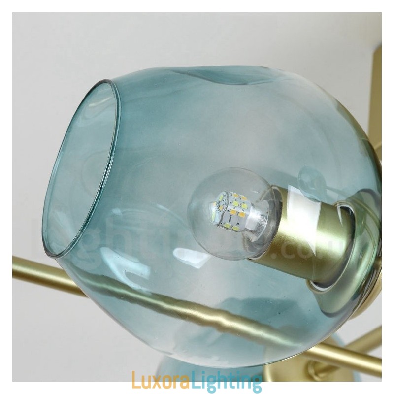 Designer Touch Decorative 8 Light Rustic Lodge Stainless Steel Chandelier with Clear or Blue Glass Shades