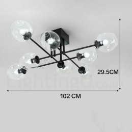 Designer Touch Decorative 8 Light Rustic Lodge Stainless Steel Chandelier with Clear or Blue Glass Shades