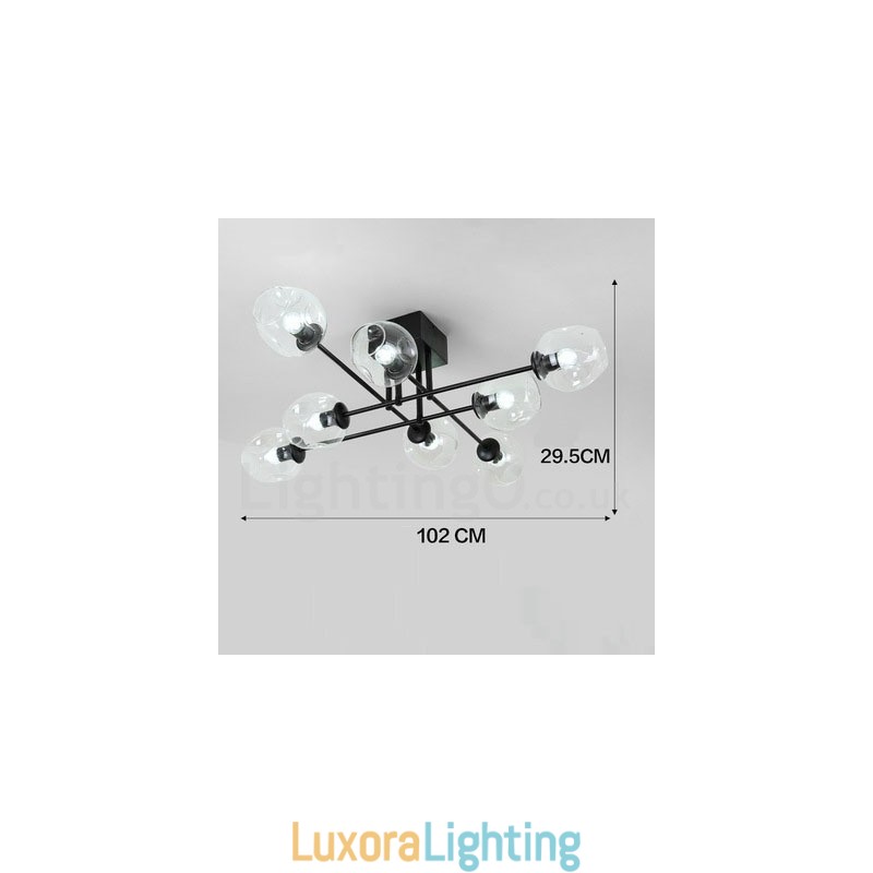 Designer Touch Decorative 8 Light Rustic Lodge Stainless Steel Chandelier with Clear or Blue Glass Shades