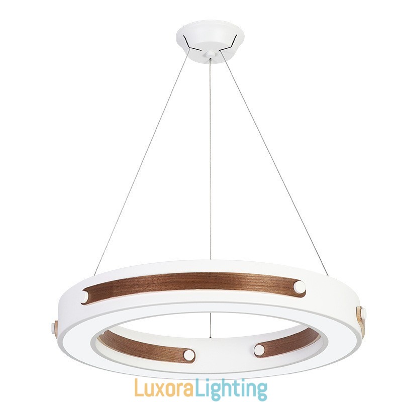 Designer Touch Decorative Multi Wood Colours Ring Modern Contemporary Pendant Light with Acrylic Shade