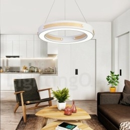 Designer Touch Decorative Multi Wood Colours Ring Modern Contemporary Pendant Light with Acrylic Shade