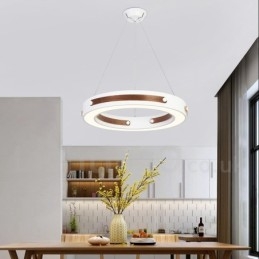 Designer Touch Decorative Multi Wood Colours Ring Modern Contemporary Pendant Light with Acrylic Shade