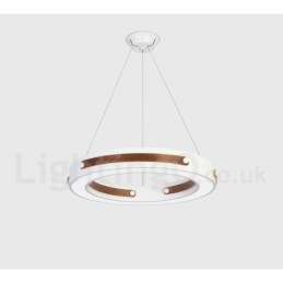 Designer Touch Decorative Multi Wood Colours Ring Modern Contemporary Pendant Light with Acrylic Shade