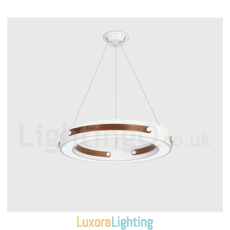 Designer Touch Decorative Multi Wood Colours Ring Modern Contemporary Pendant Light with Acrylic Shade