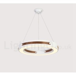 Designer Touch Decorative Multi Wood Colours Ring Modern Contemporary Pendant Light with Acrylic Shade
