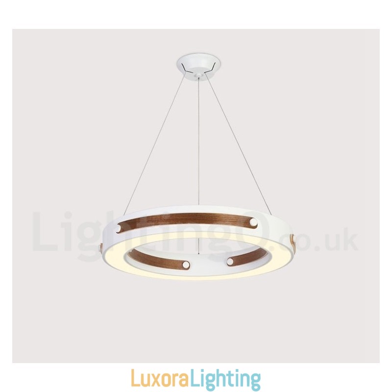 Designer Touch Decorative Multi Wood Colours Ring Modern Contemporary Pendant Light with Acrylic Shade