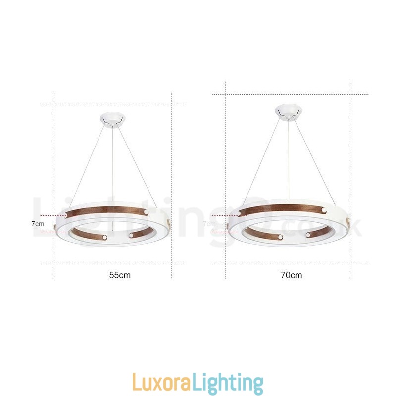 Designer Touch Decorative Multi Wood Colours Ring Modern Contemporary Pendant Light with Acrylic Shade