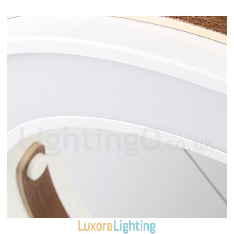 Designer Touch Decorative Multi Wood Colours Ring Modern Contemporary Pendant Light with Acrylic Shade