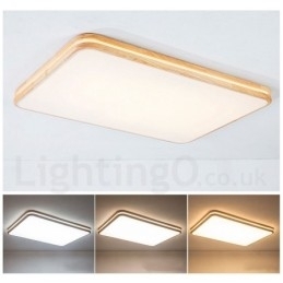 Designer Touch Decorative Dimmable Rectangle Wooden with Lens Modern Contemporary Nordic Style Flush Mount Wood Ceiling Light with Acrylic Shade and Remote Control Also Can Be Used As Wall Light