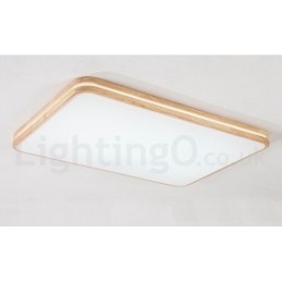 Designer Touch Decorative Dimmable Rectangle Wooden with Lens Modern Contemporary Nordic Style Flush Mount Wood Ceiling Light with Acrylic Shade and Remote Control Also Can Be Used As Wall Light